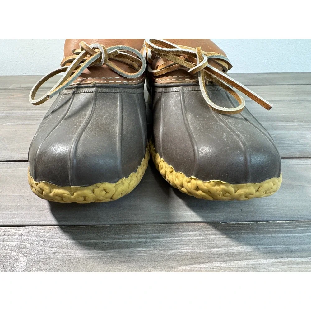 L.L. Bean Men's 9 Wide Rubber Moc Brown Leather Duck Boots Made in Maine 175061